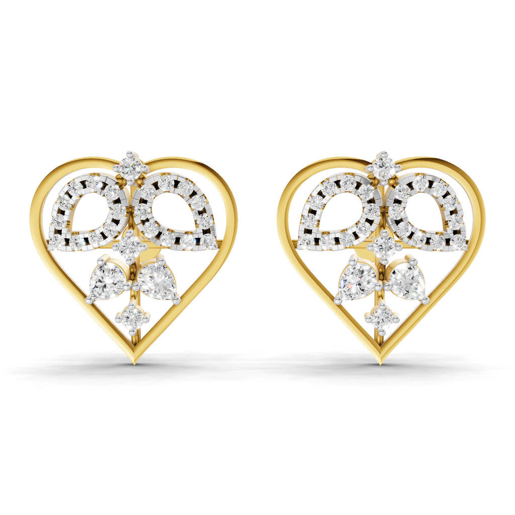 Lab Grown Diamond Earrings 0.69 Carat IGI Certified Round Shape 925 Sterling Silver Gold Plated Heart's Desire Stud Earrings