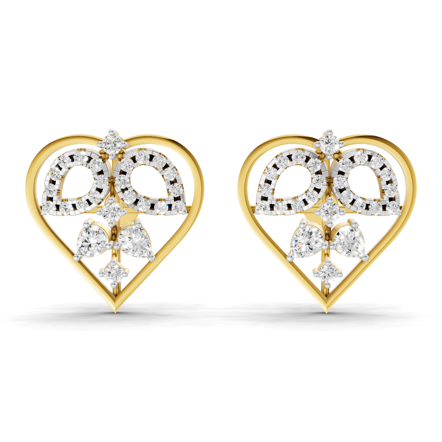 Lab Grown Diamond Earrings 0.69 Carat IGI Certified Round Shape 925 Sterling Silver Gold Plated Heart's Desire Stud Earrings
