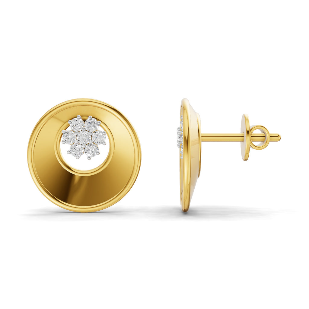Lab Grown Diamond Earrings 0.2 Carat IGI Certified Round Shape F-G VS | 925 Sterling Silver Gold Plated Fashion Earrings