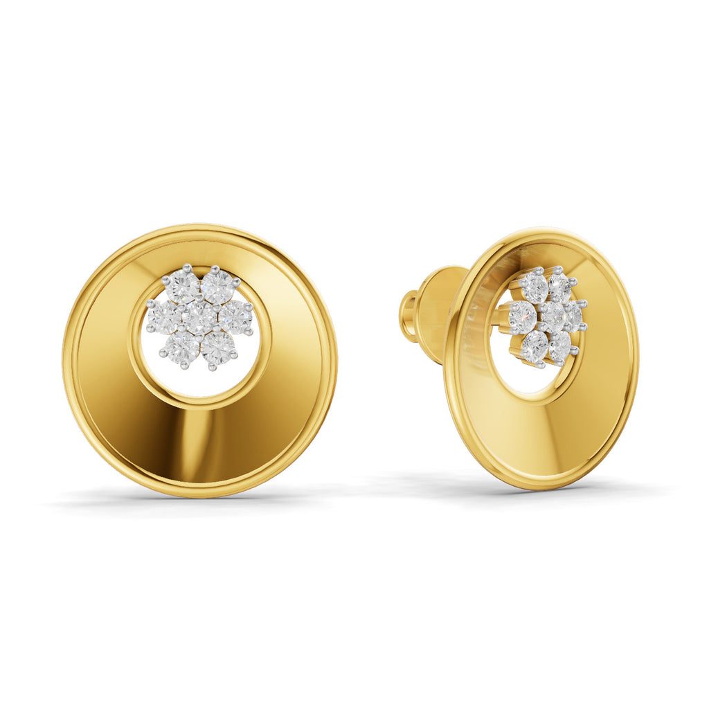 Lab Grown Diamond Earrings 0.2 Carat IGI Certified Round Shape F-G VS | 925 Sterling Silver Gold Plated Fashion Earrings