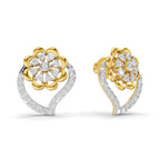 Lab Grown Diamond Earrings 0.58 Carat IGI Certified Round Shape F-G VS | 925 Sterling Silver Gold Plated Floral Heart Earrings