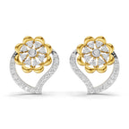Lab Grown Diamond Earrings 0.58 Carat IGI Certified Round Shape F-G VS | 925 Sterling Silver Gold Plated Floral Heart Earrings