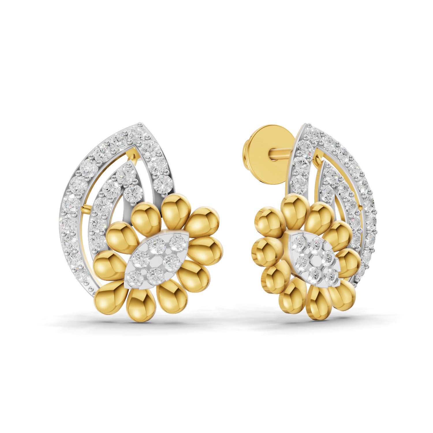 Lab Grown Diamond Earrings 0.62 Carat IGI Certified Round Shape F-G VS | 925 Sterling Silver Gold Plated Fashion Earrings