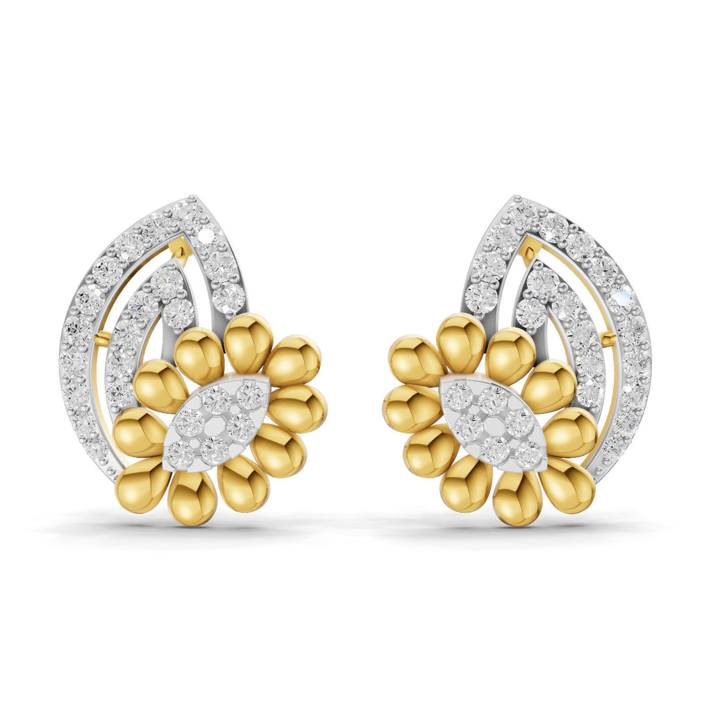 Lab Grown Diamond Earrings 0.62 Carat IGI Certified Round Shape F-G VS | 925 Sterling Silver Gold Plated Fashion Earrings