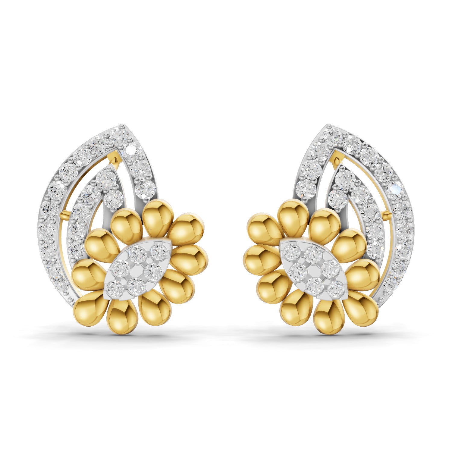Lab Grown Diamond Earrings 0.62 Carat IGI Certified Round Shape F-G VS | 925 Sterling Silver Gold Plated Fashion Earrings