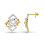 Lab Grown Diamond Earrings 0.64 Carat IGI Certified Round Shape F-G VS | 925 Sterling Silver Gold Plated Square Shaped Earrings