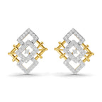 Lab Grown Diamond Earrings 0.64 Carat IGI Certified Round Shape F-G VS | 925 Sterling Silver Gold Plated Square Shaped Earrings