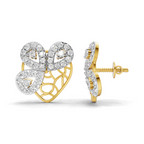 Lab Grown Diamond Earrings 0.77 Carat IGI Certified Round Shape 925 Sterling Silver Gold Plated Heart Butterfly Gold Stud Earrings