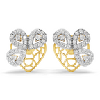 Lab Grown Diamond Earrings 0.77 Carat IGI Certified Round Shape 925 Sterling Silver Gold Plated Heart Butterfly Gold Stud Earrings