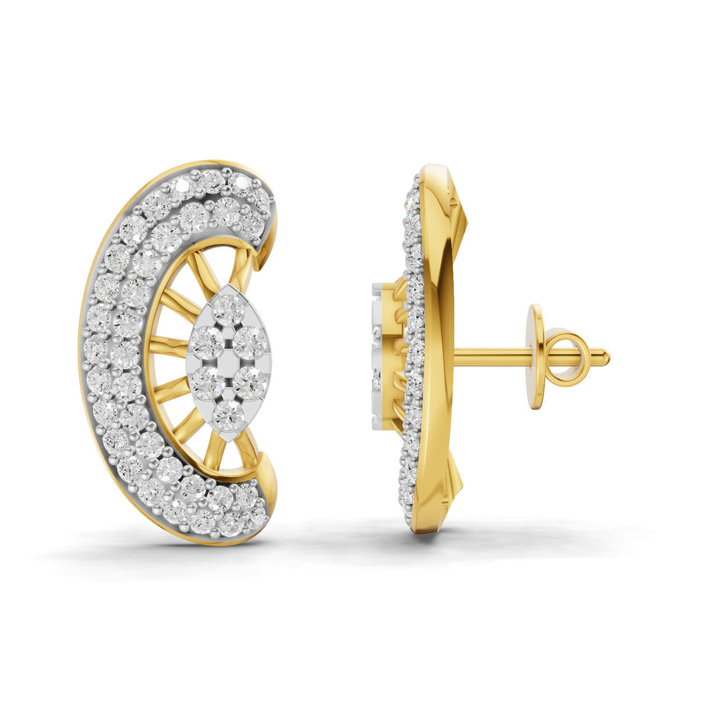 Lab Grown Diamond Earrings 0.97 Carat IGI Certified Round Shape F-G VS | 925 Sterling Silver Gold Plated Fashion Earrings