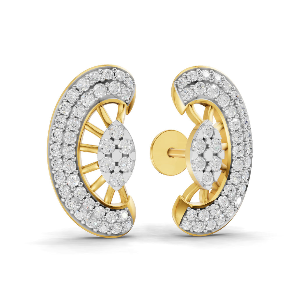 Lab Grown Diamond Earrings 0.97 Carat IGI Certified Round Shape F-G VS | 925 Sterling Silver Gold Plated Fashion Earrings