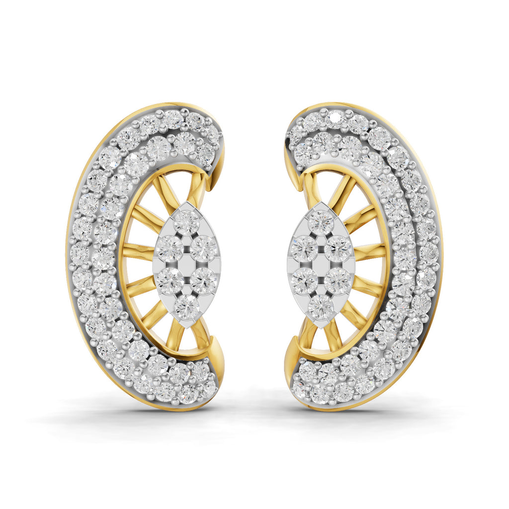 Lab Grown Diamond Earrings 0.97 Carat IGI Certified Round Shape F-G VS | 925 Sterling Silver Gold Plated Fashion Earrings