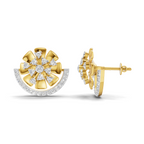 Lab Grown Diamond Earrings 0.69 Carat IGI Certified Round Shape F-G VS Quality| 925 Sterling Silver Gold Plated Semi Circle Diamond Stud Earrings