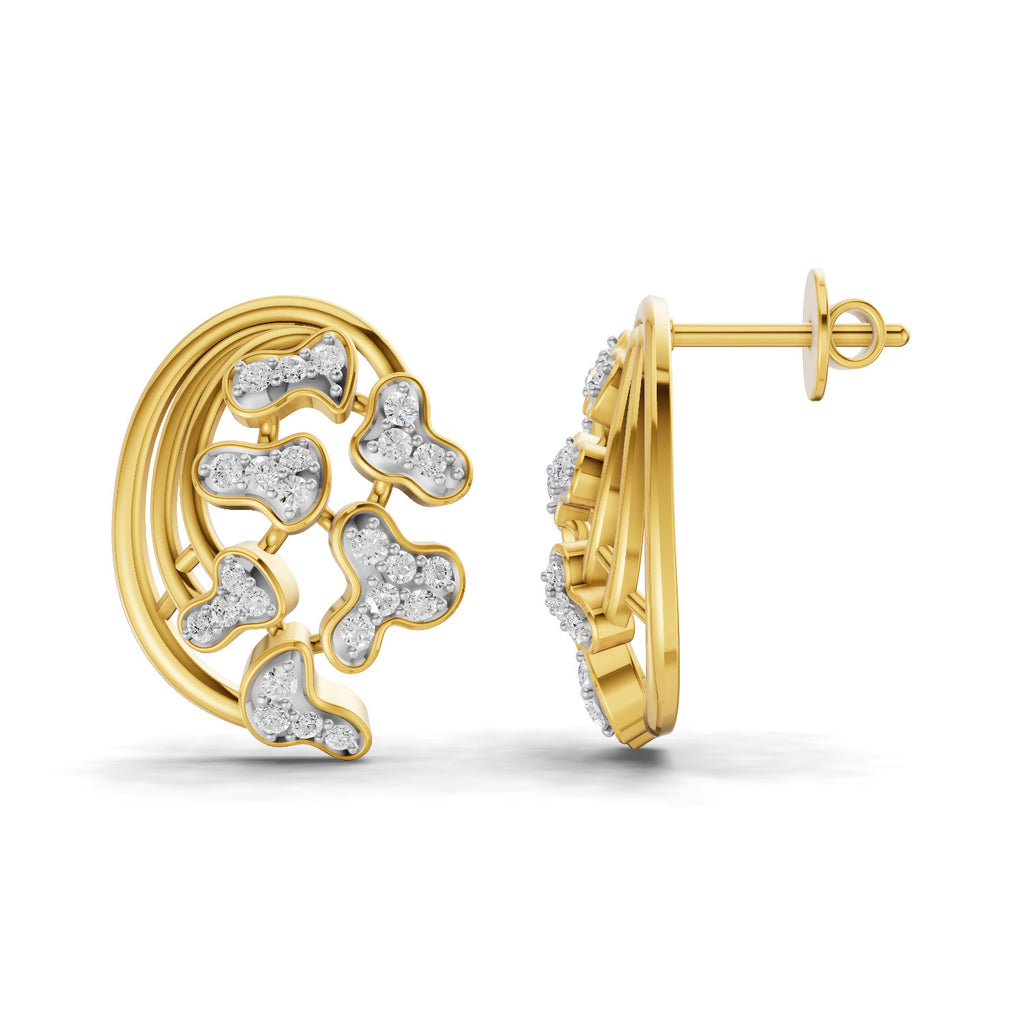 Lab Grown Diamond Earrings 0.53 Carat IGI Certified Round Shape F-G VS | 925 Sterling Silver Gold Plated Fashion Earrings
