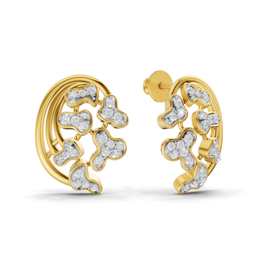 Lab Grown Diamond Earrings 0.53 Carat IGI Certified Round Shape F-G VS | 925 Sterling Silver Gold Plated Fashion Earrings