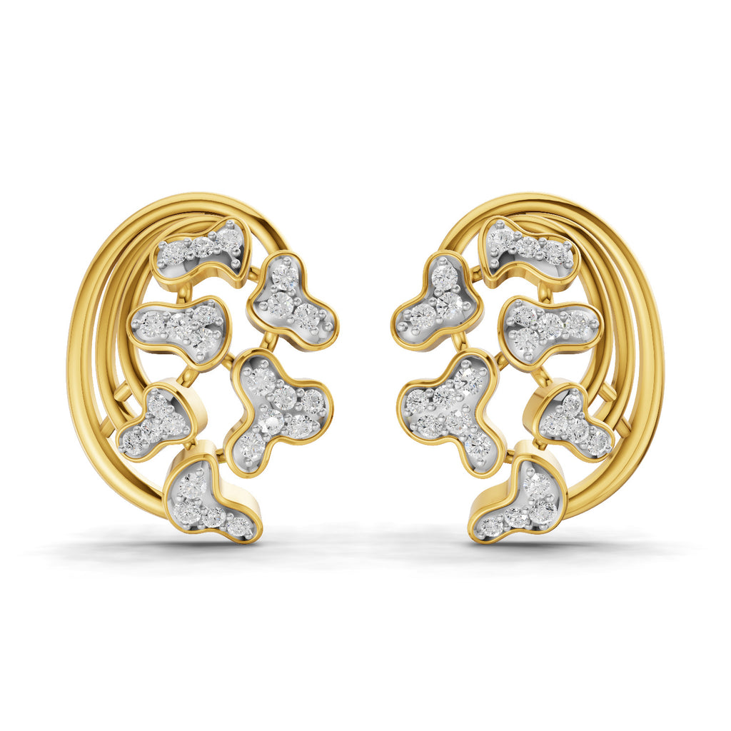 Lab Grown Diamond Earrings 0.53 Carat IGI Certified Round Shape F-G VS | 925 Sterling Silver Gold Plated Fashion Earrings