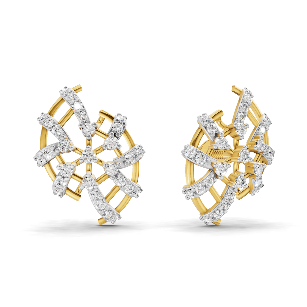 Lab Grown Diamond Earrings 0.59 Carat IGI Certified Round Shape F-G VS Quality| 925 Sterling Silver Gold Plated Plated Diamond Cluster Earrings