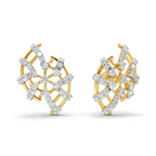 Lab Grown Diamond Earrings 0.59 Carat IGI Certified Round Shape F-G VS Quality| 925 Sterling Silver Gold Plated Plated Diamond Cluster Earrings