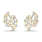 Lab Grown Diamond Earrings 0.59 Carat IGI Certified Round Shape F-G VS Quality| 925 Sterling Silver Gold Plated Plated Diamond Cluster Earrings