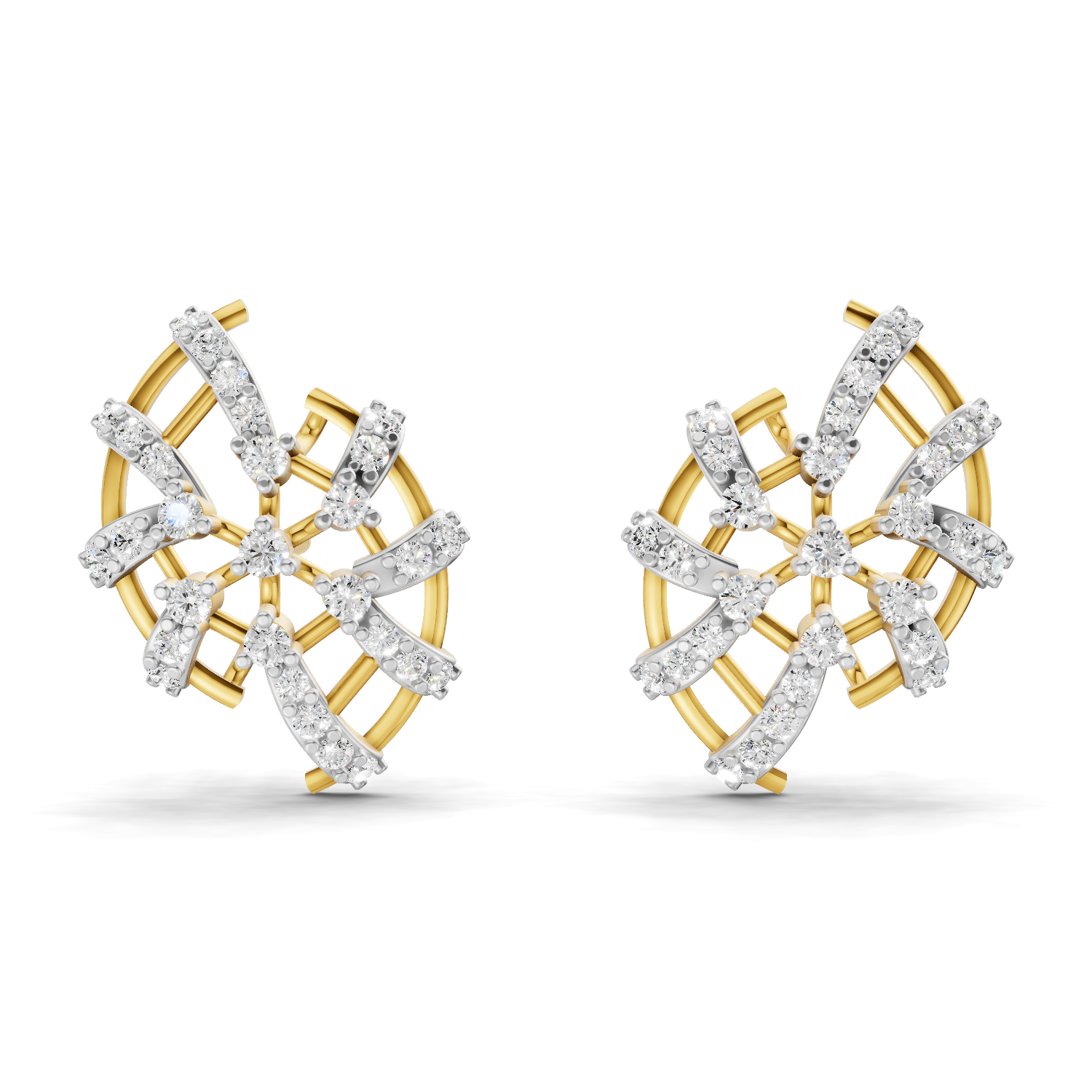 Lab Grown Diamond Earrings 0.59 Carat IGI Certified Round Shape F-G VS Quality| 925 Sterling Silver Gold Plated Plated Diamond Cluster Earrings
