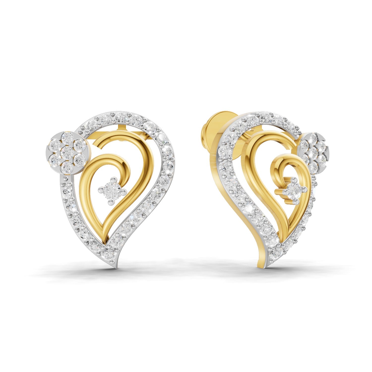 Lab Grown Diamond Earrings 0.65 Carat IGI Certified Round Shape F-G VS | 925 Sterling Silver Gold Plated Fashion Earrings