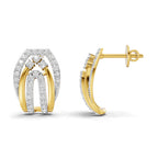 Lab Grown Diamond Earrings 0.74 Carat IGI Certified Round Shape F-G VS | 925 Sterling Silver Gold Plated Fashion Earrings