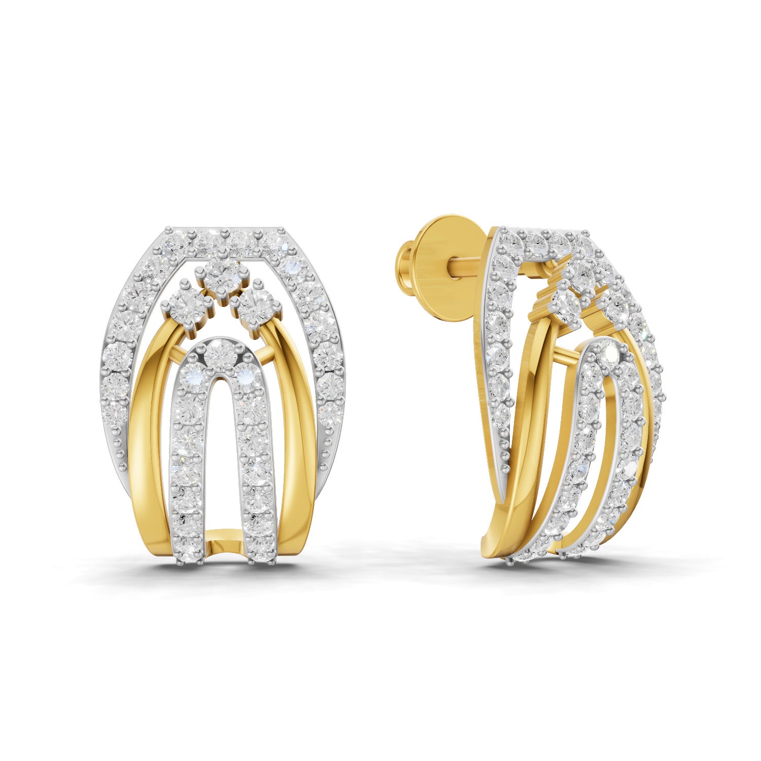 Lab Grown Diamond Earrings 0.74 Carat IGI Certified Round Shape F-G VS | 925 Sterling Silver Gold Plated Fashion Earrings