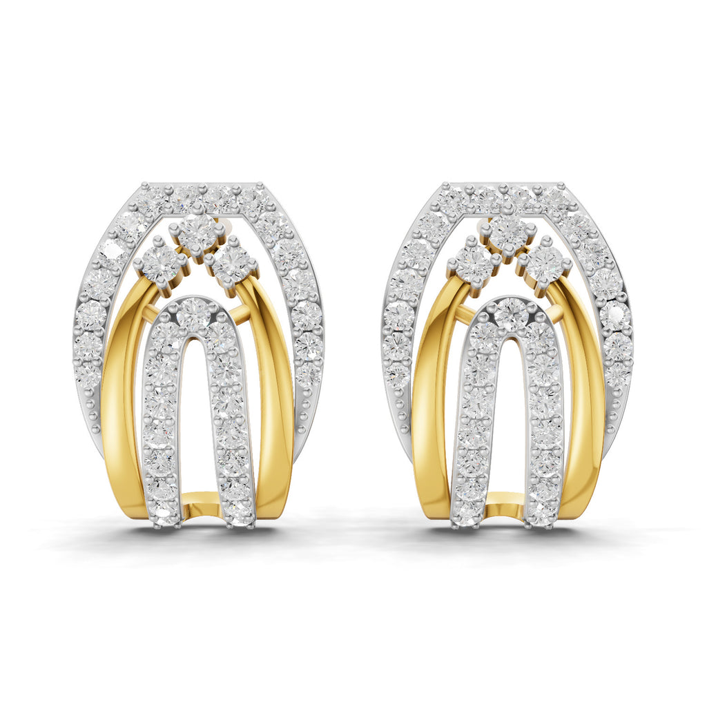Lab Grown Diamond Earrings 0.74 Carat IGI Certified Round Shape F-G VS | 925 Sterling Silver Gold Plated Fashion Earrings