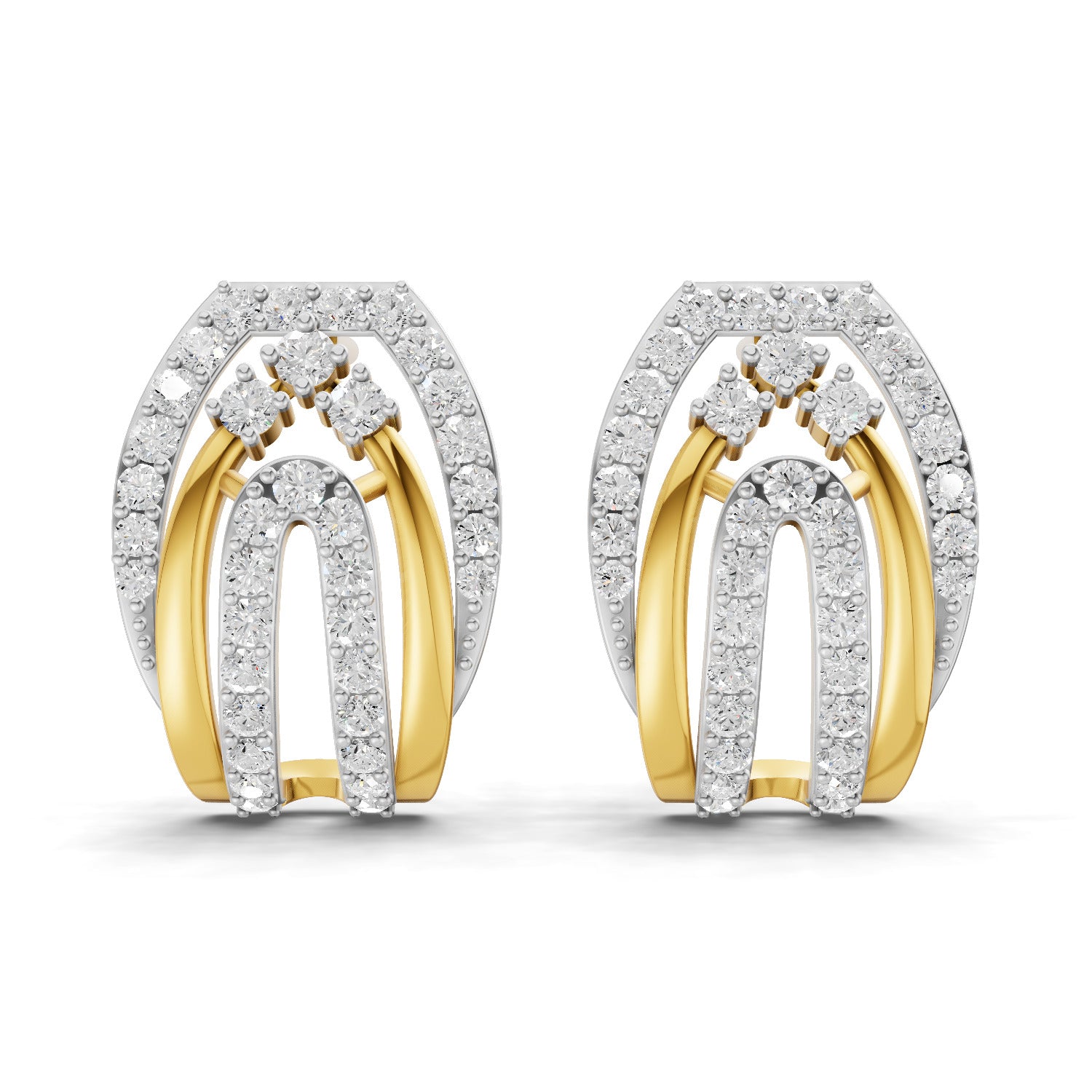 Lab Grown Diamond Earrings 0.74 Carat IGI Certified Round Shape F-G VS | 925 Sterling Silver Gold Plated Fashion Earrings
