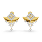 Lab Grown Diamond Earrings 1.4 Carat IGI Certified Round Shape 925 Sterling Silver Gold Plated Abstract Half-Moon Stud Earrings