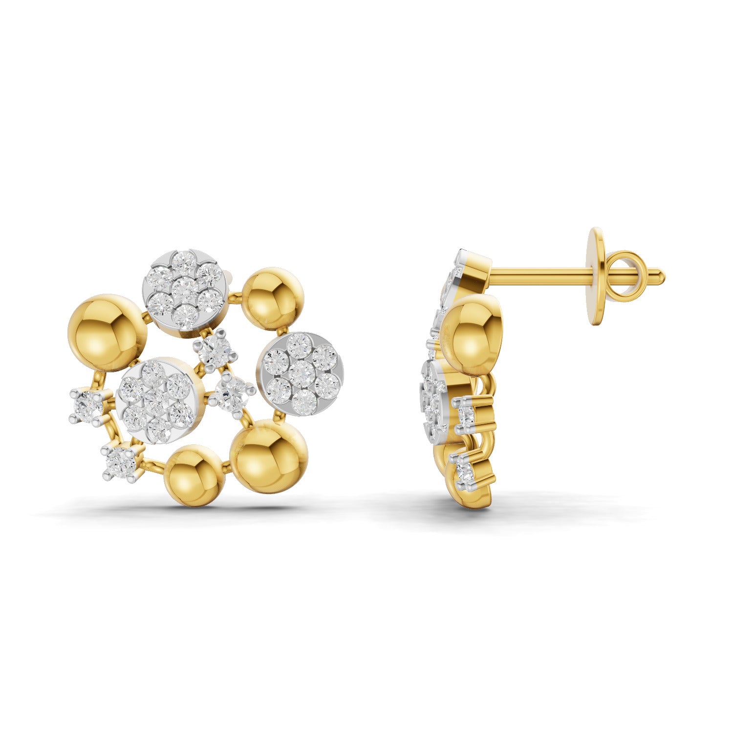 Lab Grown Diamond Earrings 0.63 Carat IGI Certified Round Shape F-G VS | 925 Sterling Silver Gold Plated Fashion Earrings