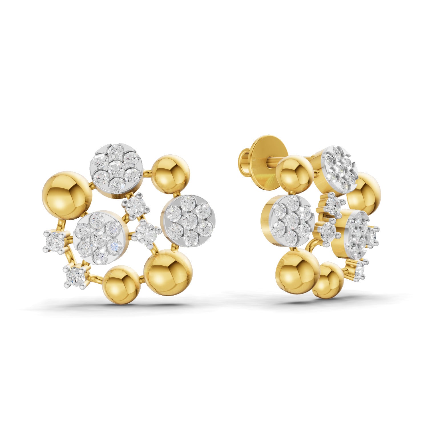 Lab Grown Diamond Earrings 0.63 Carat IGI Certified Round Shape F-G VS | 925 Sterling Silver Gold Plated Fashion Earrings