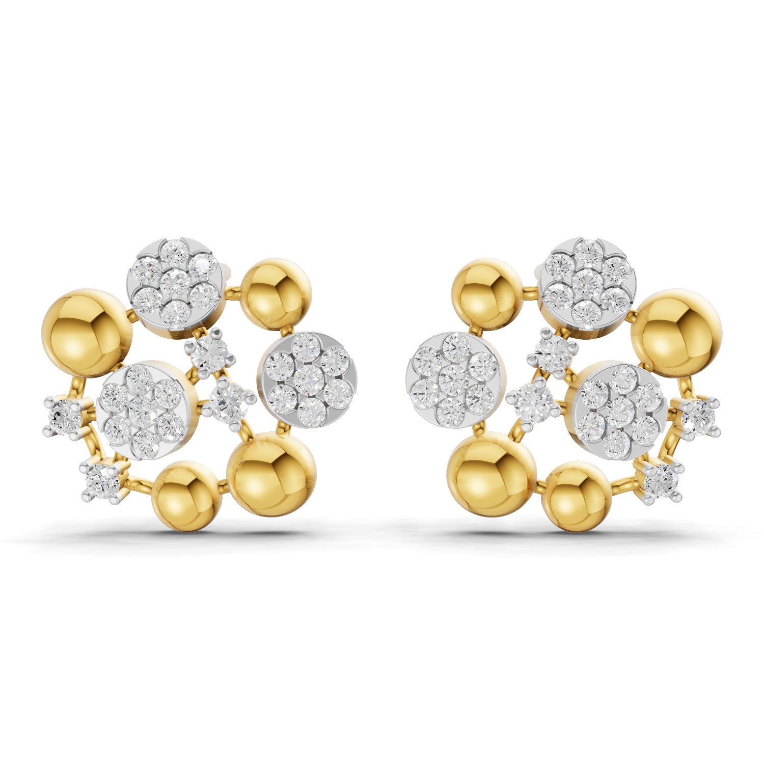 Lab Grown Diamond Earrings 0.63 Carat IGI Certified Round Shape F-G VS | 925 Sterling Silver Gold Plated Fashion Earrings