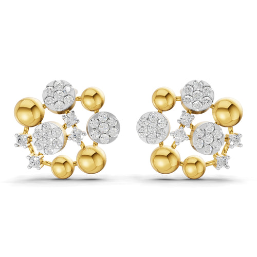 Lab Grown Diamond Earrings 0.63 Carat IGI Certified Round Shape F-G VS | 925 Sterling Silver Gold Plated Fashion Earrings