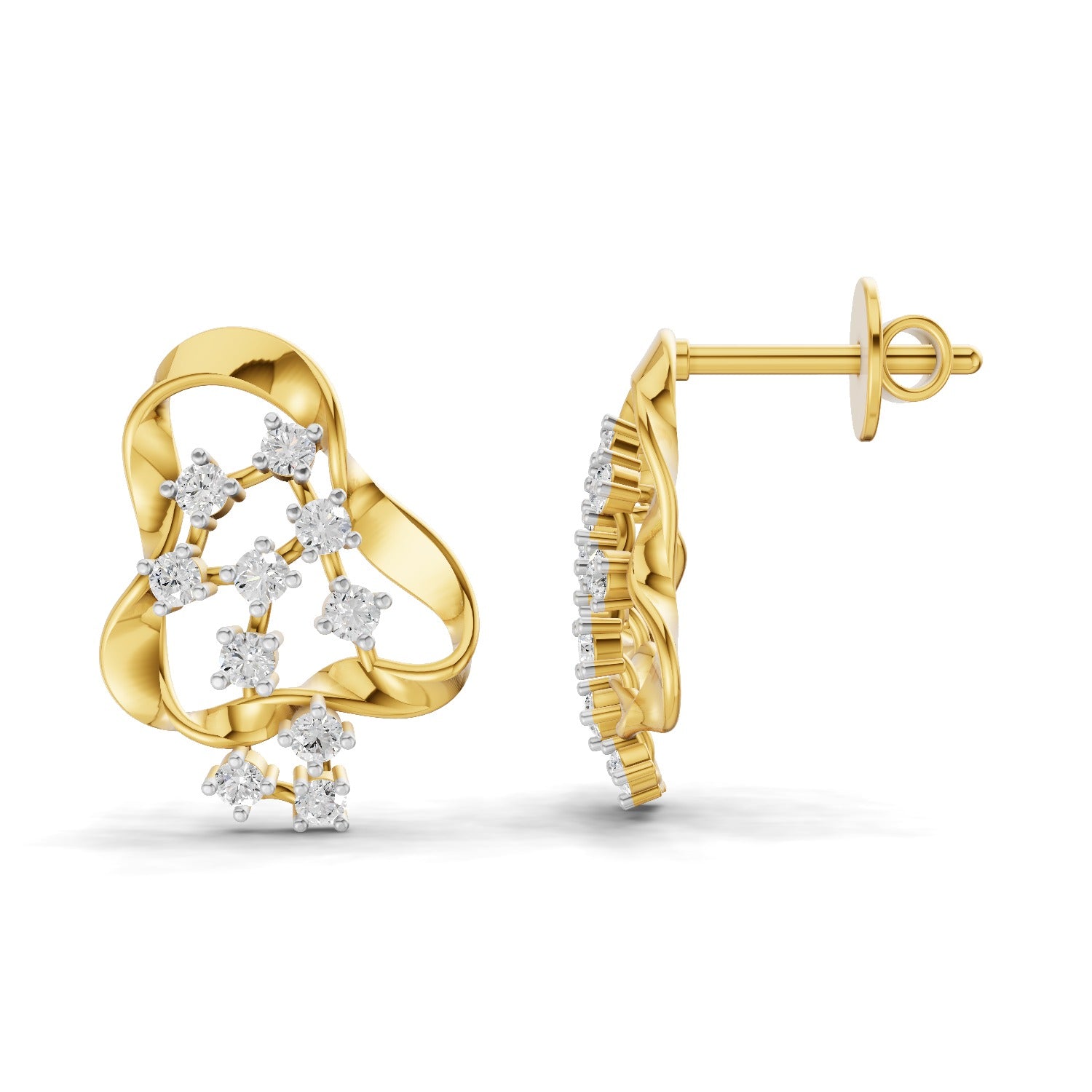 Lab Grown Diamond Earrings 0.24 Carat IGI Certified Round Shape F-G VS | 925 Sterling Silver Gold Plated Fashion Earrings