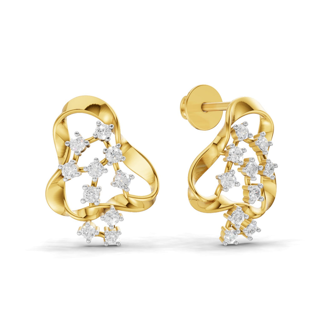 Lab Grown Diamond Earrings 0.24 Carat IGI Certified Round Shape F-G VS | 925 Sterling Silver Gold Plated Fashion Earrings