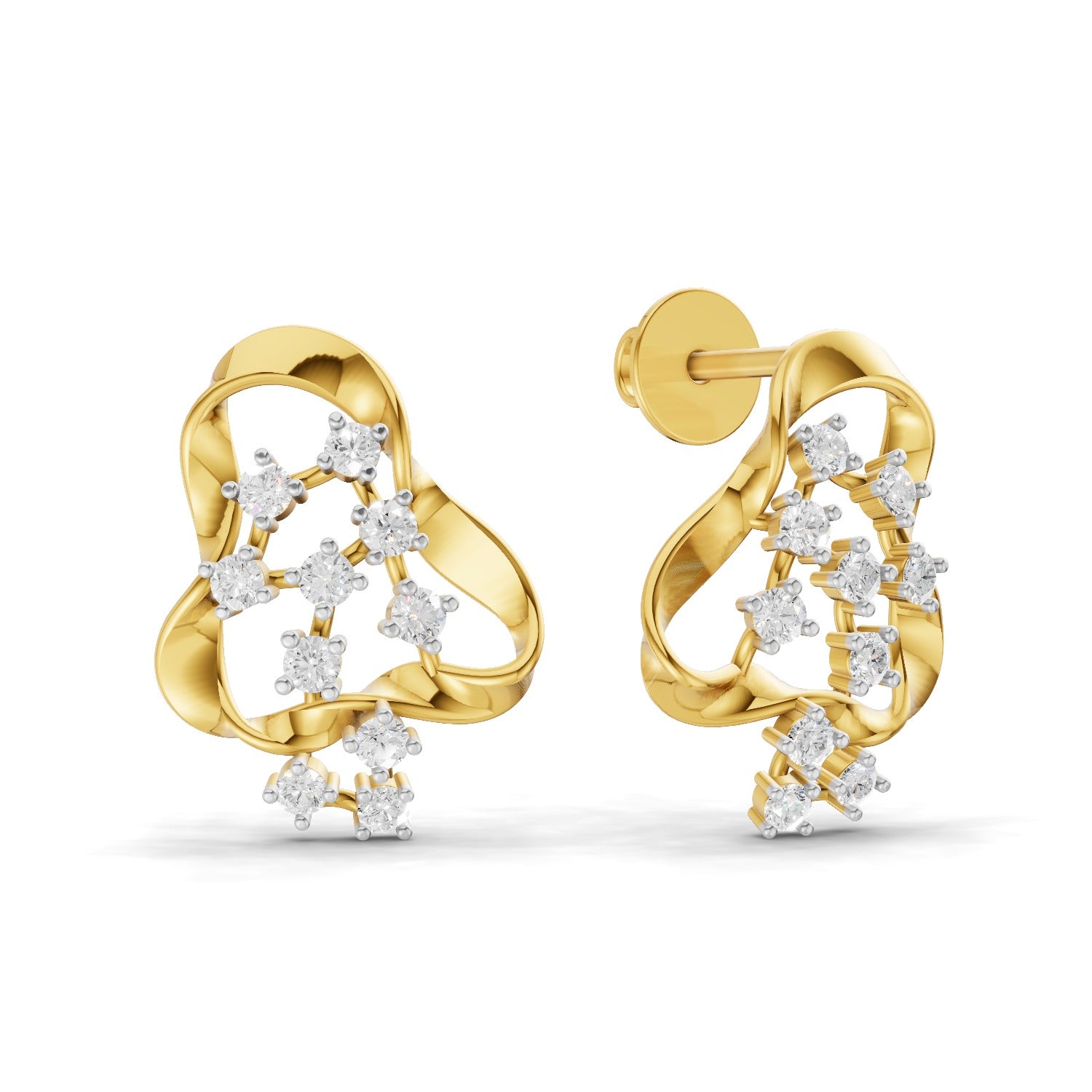 Lab Grown Diamond Earrings 0.24 Carat IGI Certified Round Shape F-G VS | 925 Sterling Silver Gold Plated Fashion Earrings