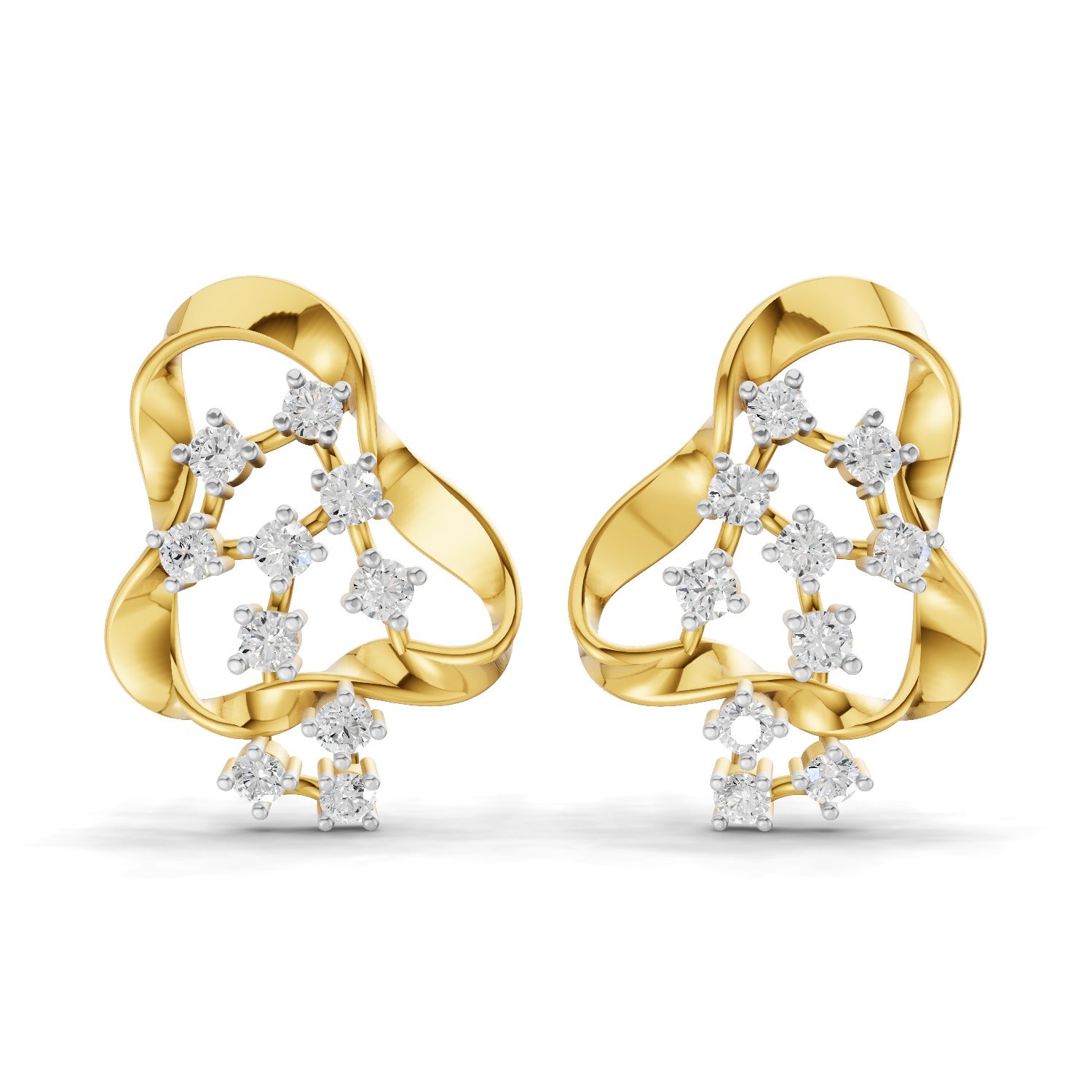 Lab Grown Diamond Earrings 0.24 Carat IGI Certified Round Shape F-G VS | 925 Sterling Silver Gold Plated Fashion Earrings