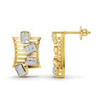 Lab Grown Diamond Earrings 0.48 Carat IGI Certified Round Shape F-G VS | 925 Sterling Silver Gold Plated Modern Earrings