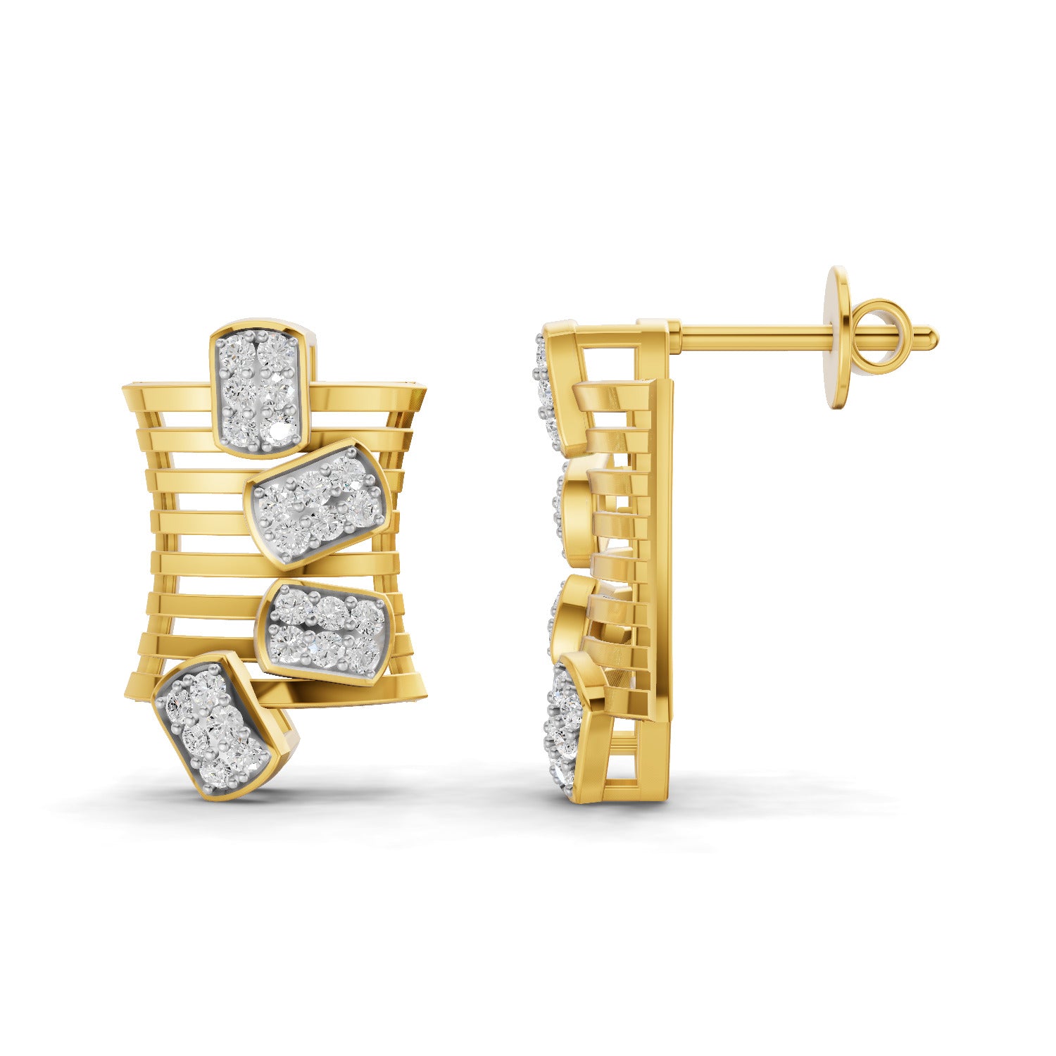 Lab Grown Diamond Earrings 0.48 Carat IGI Certified Round Shape F-G VS | 925 Sterling Silver Gold Plated Modern Earrings