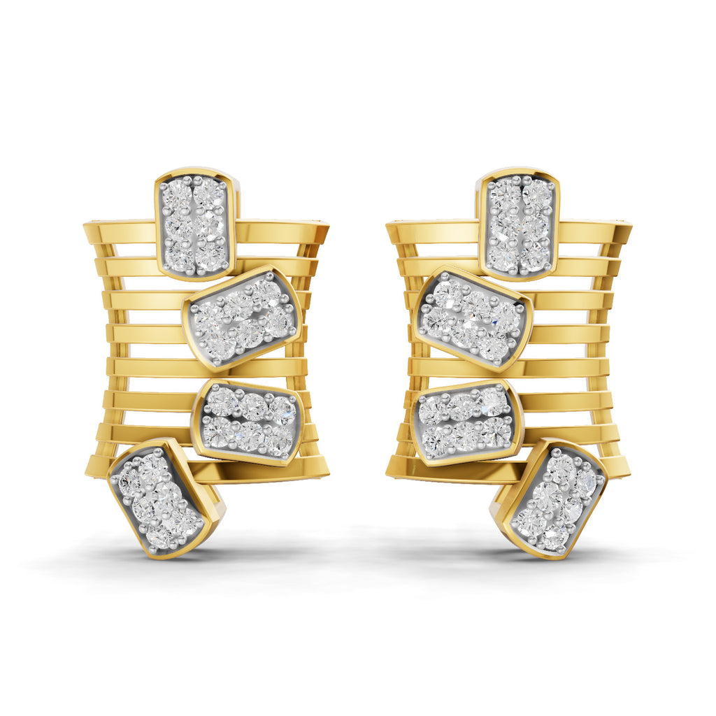 Lab Grown Diamond Earrings 0.48 Carat IGI Certified Round Shape F-G VS | 925 Sterling Silver Gold Plated Modern Earrings