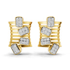 Lab Grown Diamond Earrings 0.48 Carat IGI Certified Round Shape F-G VS | 925 Sterling Silver Gold Plated Modern Earrings