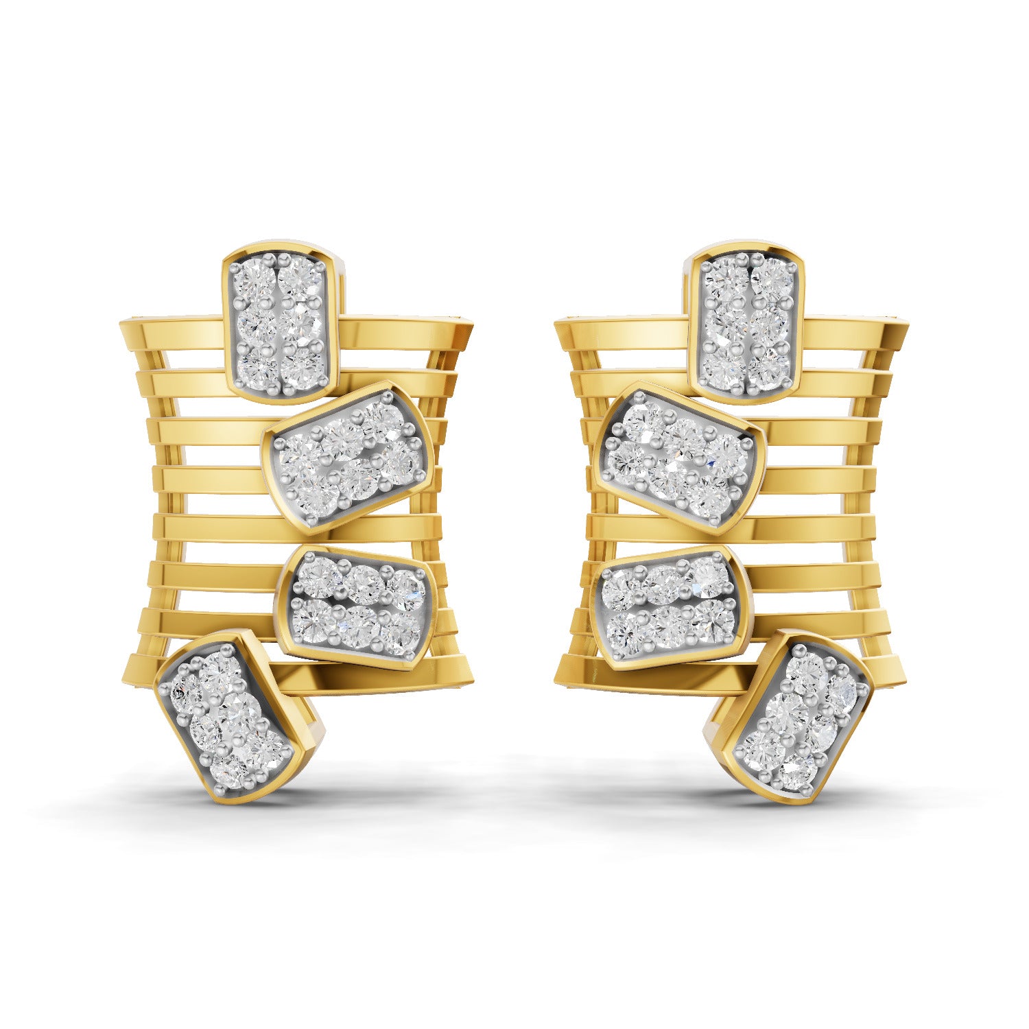 Lab Grown Diamond Earrings 0.48 Carat IGI Certified Round Shape F-G VS | 925 Sterling Silver Gold Plated Modern Earrings
