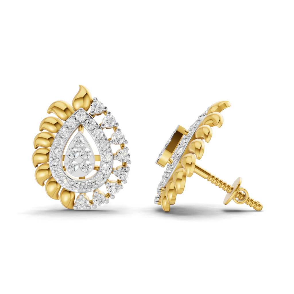 Lab Grown Diamond Earrings 0.6 Carat IGI Certified Round Shape F-G VS Quality| 925 Sterling Silver Gold Plated Mayura Diamond Stud Earrings