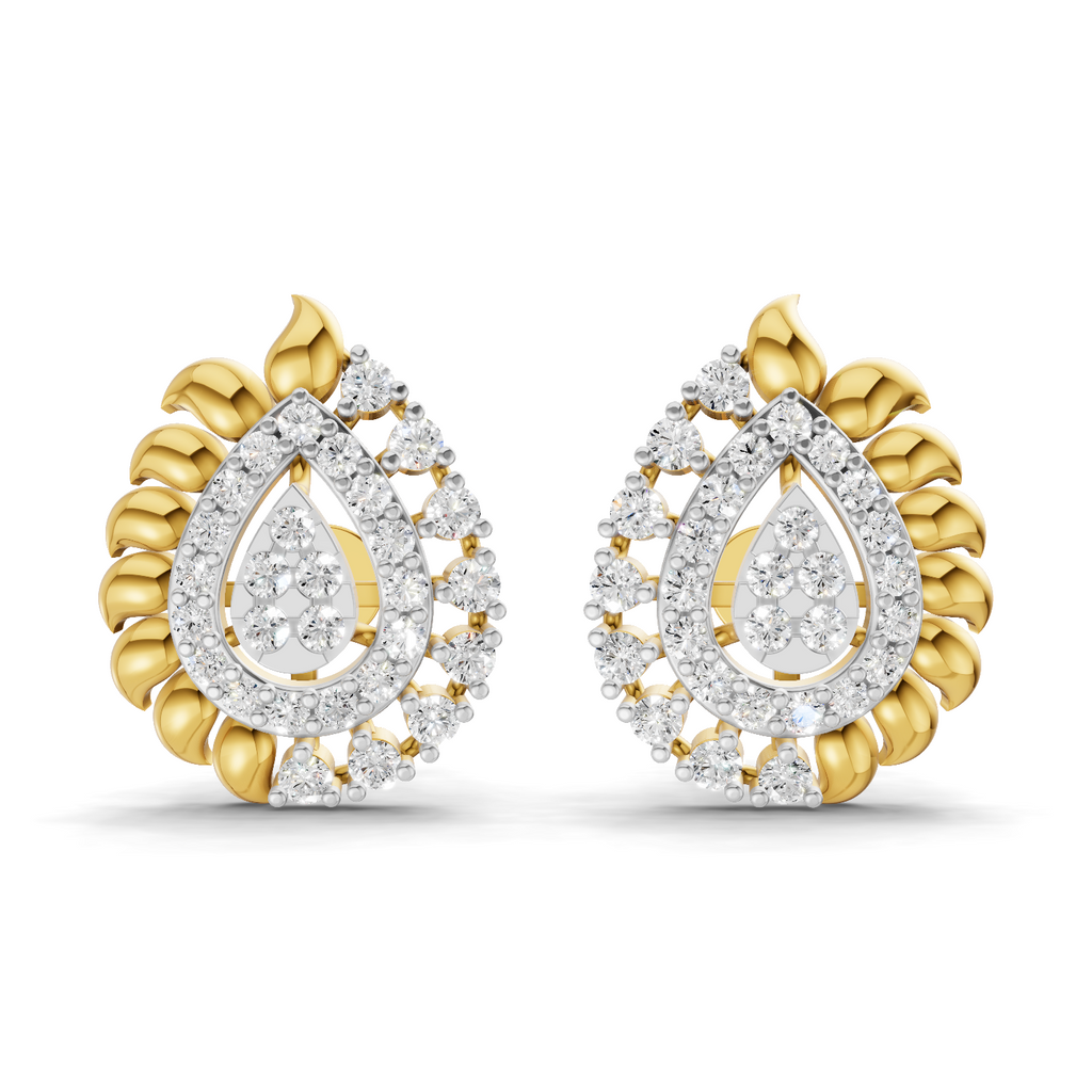 Lab Grown Diamond Earrings 0.6 Carat IGI Certified Round Shape F-G VS Quality| 925 Sterling Silver Gold Plated Mayura Diamond Stud Earrings