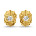 Lab Grown Diamond Earrings 0.49 Carat IGI Certified Round Shape F-G VS Quality| 925 Sterling Silver Gold Plated Ruffled Gold Diamond Stud Earrings