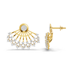 Lab Grown Diamond Earrings 1.04 Carat IGI Certified Round Shape 925 Sterling Silver Gold Plated Ear Fan Stud Earrings