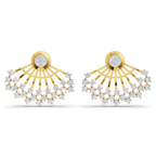 Lab Grown Diamond Earrings 1.04 Carat IGI Certified Round Shape 925 Sterling Silver Gold Plated Ear Fan Stud Earrings