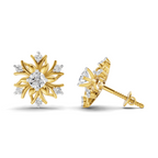 Lab Grown Diamond Earrings 0.66 Carat IGI Certified Round Shape 925 Sterling Silver Gold Plated Floral Grace Stud Earrings