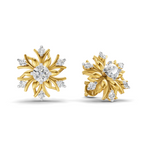 Lab Grown Diamond Earrings 0.66 Carat IGI Certified Round Shape 925 Sterling Silver Gold Plated Floral Grace Stud Earrings
